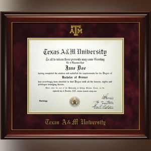 Texas A&M Glossy Mahogany Wood Diploma Frame